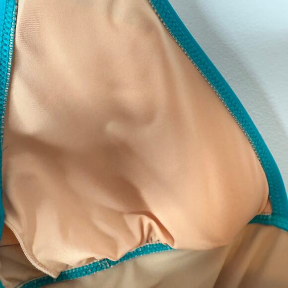 J. Crew Ruched V Neck One Piece Swimsuit In Teal Blue Green Size 8 Long Torso - Picture 7 of 10